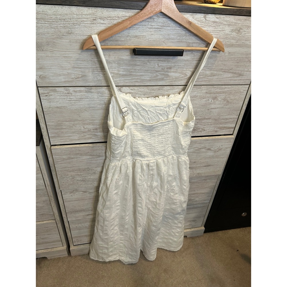 Wild Fable White Textured Midi Dress Small Smocked Back Pockets Summer Sundress - Picture 5 of 7